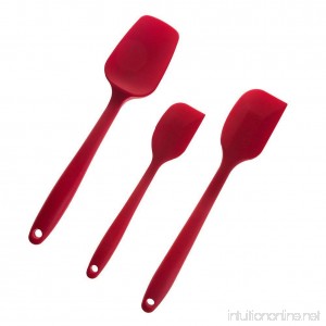 Aguder 3-Piece Silicone Spatula Set Heat-Resistant Spatulas - Seamless Design - Pro-Grade Non-Stick Silicone Rubber with Reinforced Stainless Steel S-Core Technology Red - B01FH4XXQQ